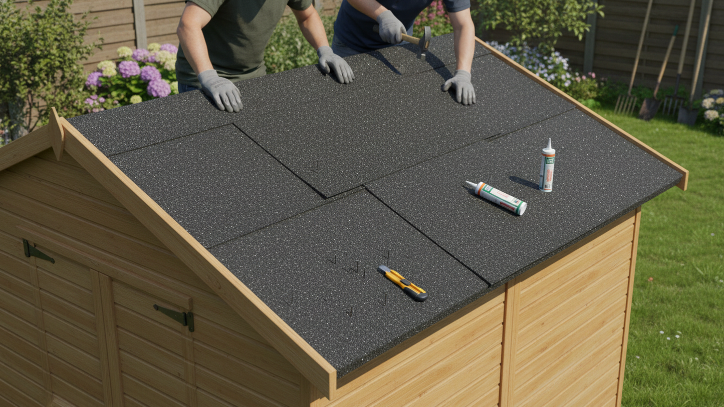Rose Roofing Shed Felt, Black, Green, Red, 5m x 1m